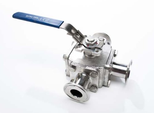 4" Sanitary Solutions SSEBVC3T-4-316L, 3 Way T-Port Cavity Filled Ball Valve