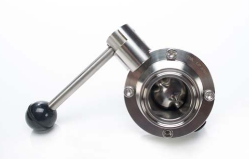 1-1/2" Sanitary Solutions SSBFVF-1.5-316L, 4-Position Clamp Butterfly Valve, 316L Stainless Steel Body with EPDM or Silicone Seat