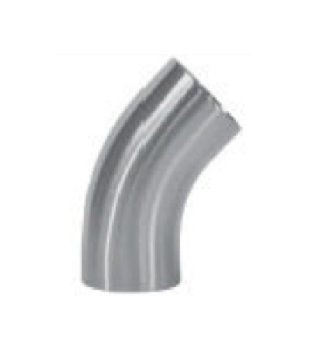 2-1/2" Sanitary Solutions SS2KS7-2.5-304, 4° Buttweld Elbow with Tangent, Polish ID/OD, 304 Stainless Steel
