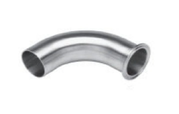 1" Sanitary Solutions SS2CM7-1-316L, 90° Clamp x Buttweld Elbow, Polish ID/OD, 316L Stainless Steel