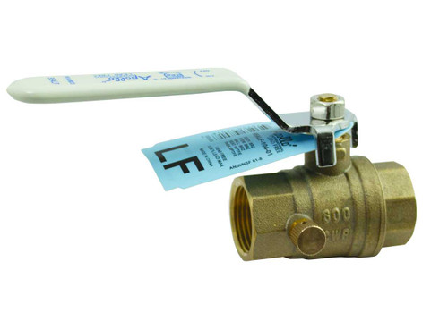 1/2" Apollo 95ALF-103-01 - 2 Piece, Stop and Waste, Lead Free, Brass, NPT, Full Port, Ball Valve