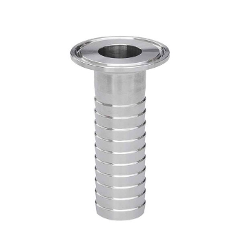 1" Sanitary Solutions SS14MPHRL-1-304, Long Clamp Rubber Hose Barb Adapter, 304 Stainless Steel
