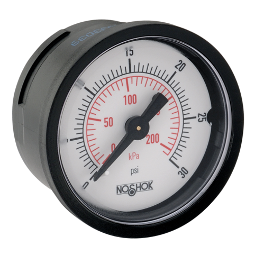 1-1/2" NOSHOK 100 Series Pressure Gauge, Back Connection- ABS Case 1-1/2" NOSHOK 100 Series Pressure Gauge, Back Connection- ABS Case
