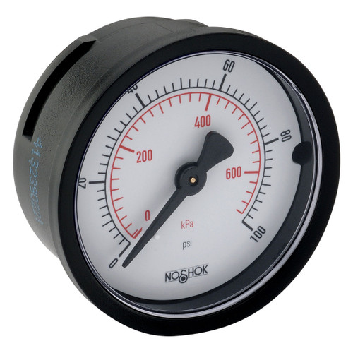 2" NOSHOK 20-110-30-psi/kPa Pressure Gauge -1/4" NPT Back Connection, ABS Case