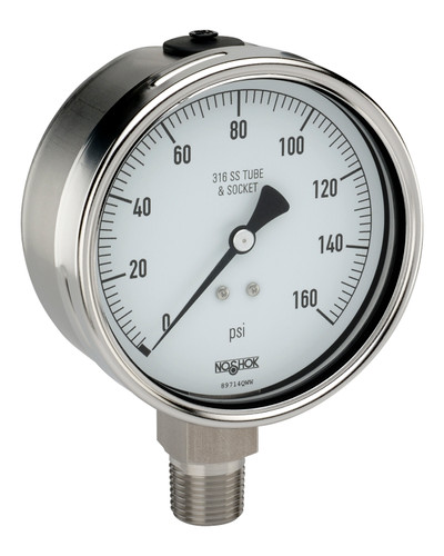4" NOSHOK 40-400-5000-psi/kg/cm2-1/4 Pressure Gauge -1/4" NPT Male Bottom Connection, 304 Stainless Steel Case 4" NOSHOK 40-400-5000-psi/kg/cm2-1/4 Pressure Gauge -1/4" NPT Male Bottom Connection, 304 Stainless Steel Case