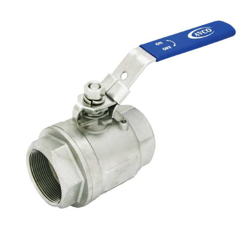 1/2" AVCO 200 Ball Valve, 2 Piece, 316 Stainless Steel Body, Full Port, NPT with Locking Handle