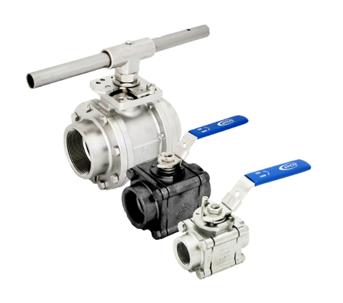 AVCO 1100 Series 2- Way Ball Valve, 3 Piece, 316 Stainless Steel Body, Full Port, 150# Flange, with Locking Handle
