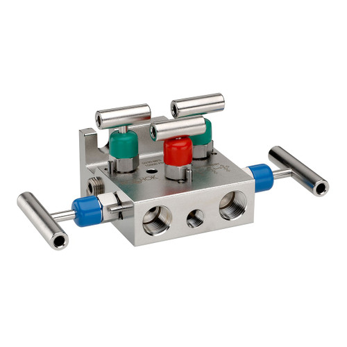 0.375" Orifice Natural Gas 5 Manifold Valves With Soft Seat/Tip, 5530-MFS, Soft Seat, Flange x 1/2" NPT Female, 316 SS, 0.375" Orifice 5 Manifold Valve