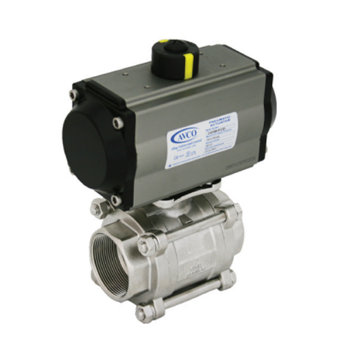 2-1/2" AVCO 500 Industrial Ball Valve, 3 Piece, 316 Stainless Steel Body, Socket Weld, with Double Acting Pneumatic Actuator