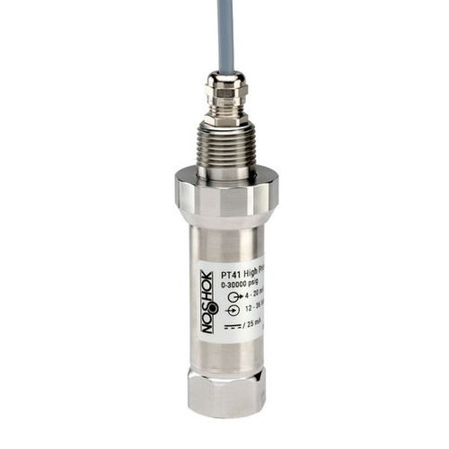 NOSHOK PT41 Series High Pressure Fixed Range Pressure Transmitter PT41-58000PSIG-2-5-6-3, 0 to 58000 psig, 0 VDC to 10 VDC, 3-Wire, ±0.25% Span, Bayonet 6 Pin