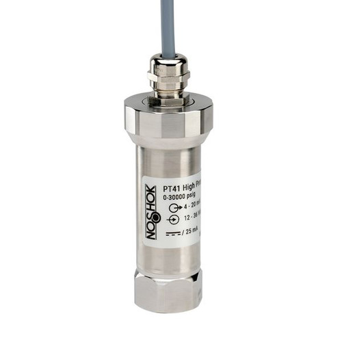 NOSHOK PT41 Series High Pressure Fixed Range Pressure Transmitter PT41-100000psig-1-1-6-25, 0 to 100000 psig, 4 mA to 20 mA, 2-Wire, ±0.5% Span, M12 x 1 4 Pin