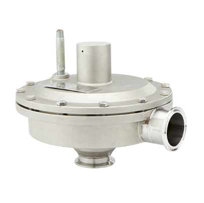 1" Steriflow FB5CPM-100-6L-AK-AL-TY-BC-JL-AA Sanitary Air Operated Back Pressure Regulator - 316L Body 32 Ra, Teflon/Viton O-ring, Jorlon Diaphragm, Hard Seat - Includes 3A Cert, MTR, FDA Cert