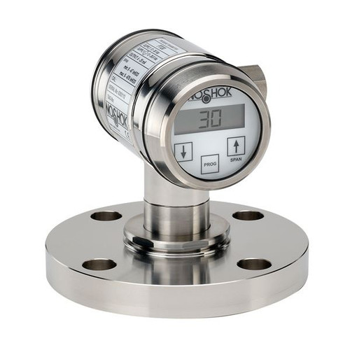 NOSHOK PTI30 Series High Accuracy Intelligent Industrial Pressure Transmitter PTI30-17PSIG-1-43-77-25-TC, Min. span 4, max. span 17.4 psi, 2" American National Standards Institute (ANSI) 150# Flange, M12 x 1 4 Pin, Transparent Cover