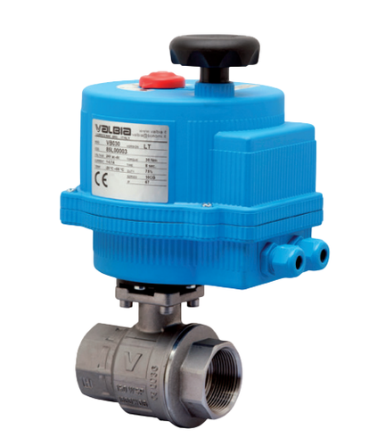 1" Bonomi 8E700076V**-0* 30/ 60/ 90° V-Port Ball Valve, 2-Way, Stainless Steel Direct Mount, NPT Threaded, with Plastic Electric Actuator with Positioner OR Positioner with Battery Backup