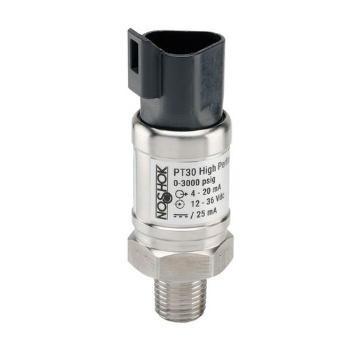 NOSHOK PT30 Series High Performance Fixed Range Pressure Transmitter PT30-300PSIG-1-5-50-46, 0 to 300psig, 0 Vdc to 10 Vdc, 3-wire, 7/16-20 male SAE - 4 (J1926-2), Deutsch 3 pin (DT04-3P)
