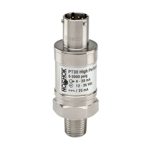 NOSHOK PT30 Series High Performance Fixed Range Pressure Transmitter PT30-500PSIG-1-5-2-3, 0 to 500psig, 0 Vdc to 10 Vdc, 3-wire, 1/4 NPT male, bayonet 6 pin
