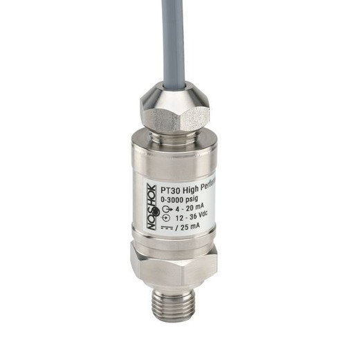 NOSHOK PT30 Series High Performance Fixed Range Pressure Transmitter PT30-500PSIG-1-13-50-36, 0 to 500psig, 0.5 Vdc to 4.5 Vdc, 3-wire (ratiometric), 7/16-20 male SAE - 4 (J1926-2), integral cable 3 ft