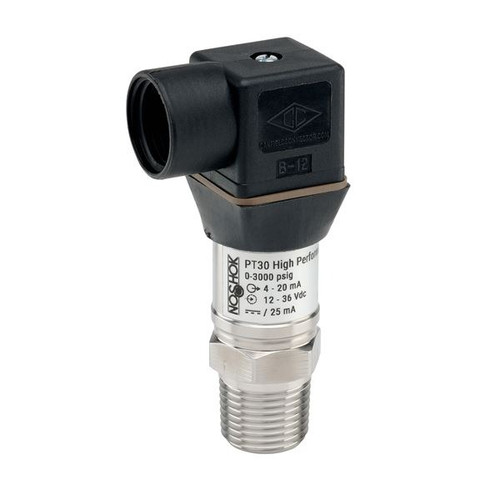 NOSHOK PT30 Series High Performance Fixed Range Pressure Transmitter PT30-10000PSIG-1-1-50-14, 0 to 10000psig, 4 mA to 20 mA, 2-wire, 7/16-20 male SAE - 4 (J1926-2), DIN form A with 1/2 NPT female conduit
