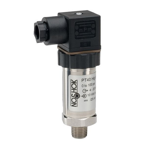 NOSHOK PT40 Series High Accuracy Fixed Range Pressure Transmitter PT40-100PSIG-1-1-45-8, 0 to 100psig, ±0.25% of span, 4 mA to 20 mA, 2-wire, 7/16-20 male SAE J514 FIG 34B (non-adjustable), DIN form A