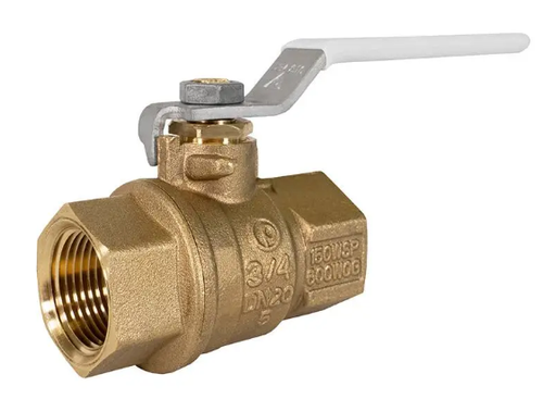 1/2" Jomar Valve T-100CG, 2 Piece, Full Port, NPT Threaded, Dezincification Resistant Brass, 600 WOG Ball Valve