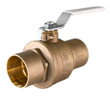 1" Jomar Valve S-100CSSG, 2 Piece, Full Port, Soldered Ends, Dezincification Resistant Brass, Stainless Steel Ball & Stem, 600 WOG Ball Valve