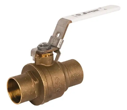 3/4" Jomar Valve S-100CSSG-LH, 2 Piece, Full Port, Soldered Ends, Dezincification Reistant Brass, Stainless Steel Ball & Stem, Latch Lock Handle, 600 WOG Ball Valve