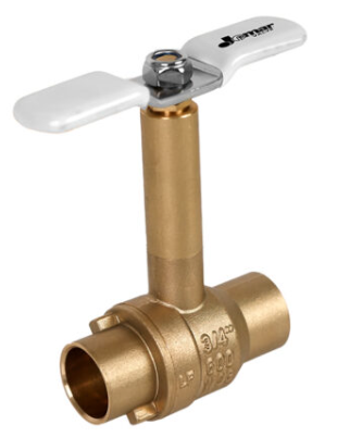 3/4" Jomar Valve JF-100SLBG, 2 Piece, Full Port, Dezincification Resistant Lead-Free Brass, Soldered Ends, Stainless Steel Ball & Stem, Long Bonnet, T-Handle, 600 WOG Ball Valve