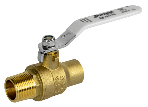 Jomar Valve JF-100GMXC Series, 2 Piece, Full Port, Dezincification Resistant Lead-Free Brass, FNPT x Solder Connection, 600 WOG Ball Valve