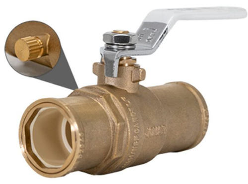 1" Jomar Valve S-165G, 2 Piece, Full Port, Dezincification Resistant Lead-Free Brass, CPVC Connection, Drain, 150 WOG Ball Valve