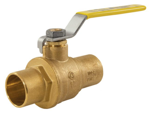 1-1/4" Jomar Valve S-100NE, 2 Piece, Full Port, Brass, Soldered Ends, 600 WOG Ball Valve