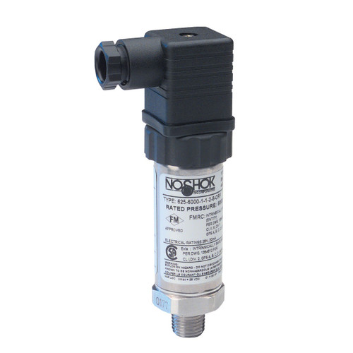 NOSHOK 625/626 Series Intrinsically Safe Pressure Transmitters, 625-15-1-1-2-25-ST8, 0 to 15 psig, 0.25% Accuracy BFSL, 4 to 20 mA Output, 1/4" NPT Male, M12 x 1 (4 Pin), 0.8 mm Stainless Steel Threaded Orifice