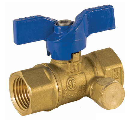 3/4" FIP Jomar Valve T-203, 2 Piece, Gas Ball Valve, T-Handle, Side Tap, 600 WOG