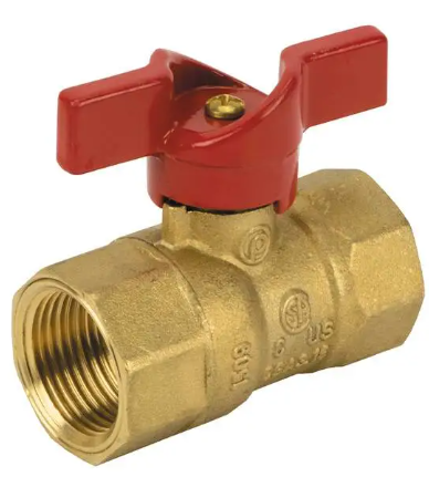 3/4" FIP Jomar Valve T-205 Red T-handle, 2 Piece, Gas Ball Valve, T-Handle, 400 WOG