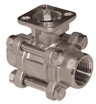 1-1/2" Jomar Valve A1000, 3 Piece, 4 Bolt, Full Port, Stainless Steel, NPT Threaded, ISO Mounting Pad, 1000 WOG Ball Valve