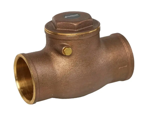 1-1/4" Jomar Valve S-501, Horizontal Swing Check Valve, Brass, Soldered Ends, Class 125, 200 WOG
