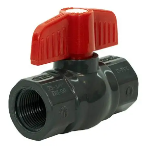 1-1/4"  Jomar Valve T-701, PVC Body, Schedule 80, NPT Threaded, 150 WOG Ball Valve