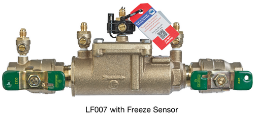 1/2" Watts LF007-QT-FZ 1/2, Lead-Free Cast Copper Silicon Alloy, Double Check Valve Backflow Preventer Assembly with Quarter Turn Ball Valve Shutoff, Single Top Entry, Freeze Sensor