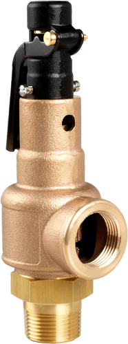 3/4" MNPT x 1" FNPT Aquatrol Brass/Bronze Series 570-ED ASME Section VIII/XIII Safety Valve, E Orifice, for Steam/Air/Gas Service, Metal Seat & Open Lever, Set 25-250 psi