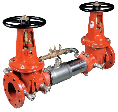 Watts 757DCDA Series, Stainless Steel, Double Check Detector Assembly Backflow Preventer, OSY Gate Valve Shutoff, Without Meter