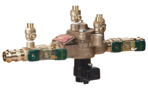 1" Watts LF009M2-QTW/PRESS-FS 1, Lead-Free Copper Silicon Alloy, Reduced Pressure Zone Backflow Preventer Assembly, Quarter Turn Ball Valve Shutoff, Viega Propress Adaptors, Backflow Flood Sensor