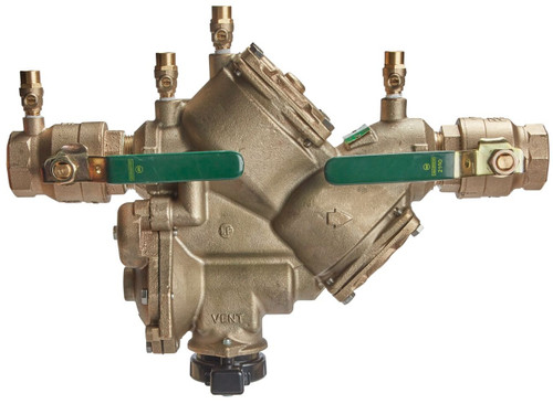 1-1/4" Watts LF909M1-QT-S-FS 1 1/4, Lead-Free Copper Silicon Alloy, Reduced Pressure Zone Backflow Preventer Assembly, Quarter Turn Ball Valve Shutoff, Bronze Strainer, Backflow Flood Sensor