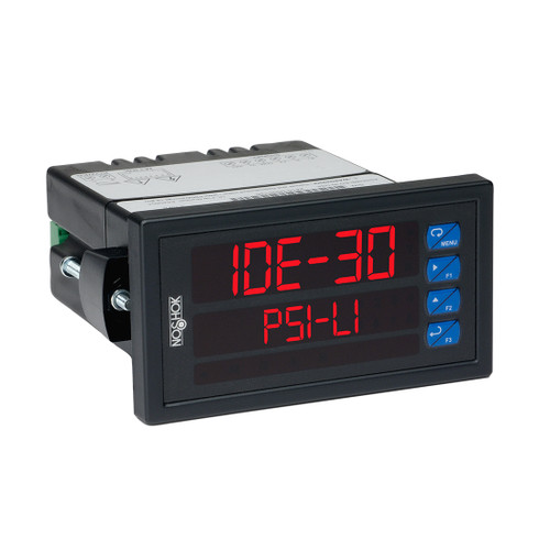 NOSHOK IDE30 Series Intelligent Line Powered Panel Meter, IDE30-A-2-2-3, Analog, 12-24 VDC/VAC, SunBright, 0.6 in, Dual Line, 6 Digits, Red LED, 4 Relays