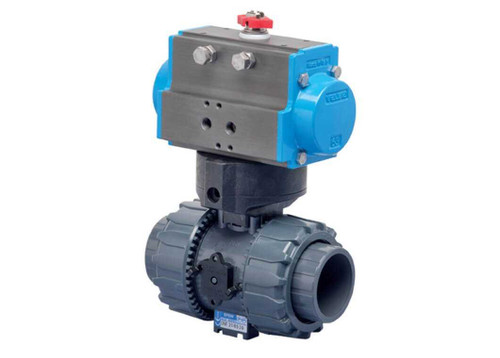 1-1/2" Bonomi 8P2SRCPVC - Ball Valve, 2-way, CPVC, Full Port, with Spring Return Pneumatic Actuator