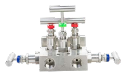 Tek-Trol Tek-Manifold 7500A-5VM-PF-8N-SS, 5-Way Block and Bleed, Flange x 1/2" FNPT , PTFE Seal, 316 Stainless Steel Body, 6000 psi