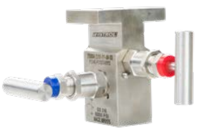 Tek-Trol Tek-Sub 7500A-2VM-PF-8N-SS, 2-Way Block and Bleed Manifold Valve, Flange x 1/2" FNPT, PTFE Seal, 316 Stainless Steel Body, 6000 psi