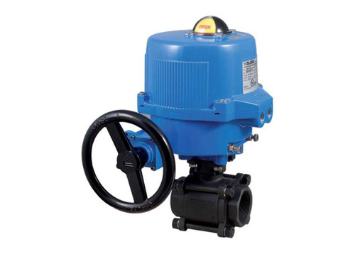 1 1/4" Bonomi M8E0620-00 - Ball Valve, 2-way, 3-piece, Carbon Steel, FNPT Threaded, Full Port, with Metal Electric Actuator