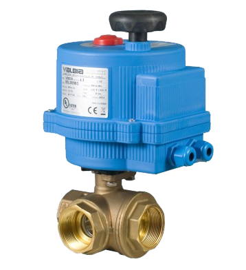 3/4" Bonomi 8E065LF-0** Ball Valve, 355N LF Direct Mount, 3-Way, Lead-Free Brass, NPT, T-Port with Electric Actuator
