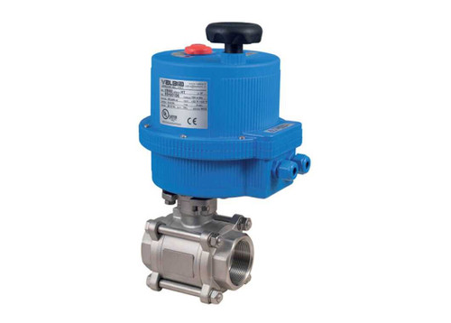 2-1/2" Bonomi 8E0720-00 3 Piece, 2-Way, Stainless Steel, Full Port, FNPT Threaded, Ball Valve with Electric Actuator.