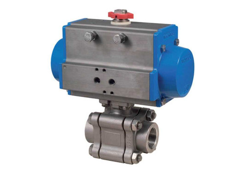 Bonomi 8P0734 Series - Ball Valve, Fire Safe, 3 Piece, 2 way, Stainless Steel, Butt Weld, Full Port, with Double Acting Pneumatic Actuator