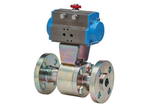1-1/2" Bonomi 8P760151 - Ball Valve, Fire Safe, 2 Piece, 2 way, Carbon Steel, Flanged, Full Port, with Spring Return Pneumatic Actuator